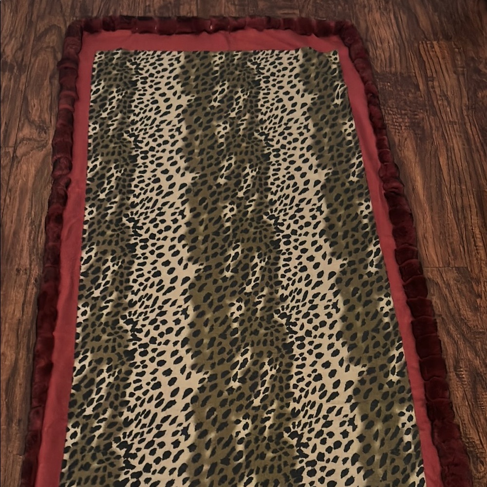 La Fiorentina Leopard Print Wrap or Throw with Red Trim